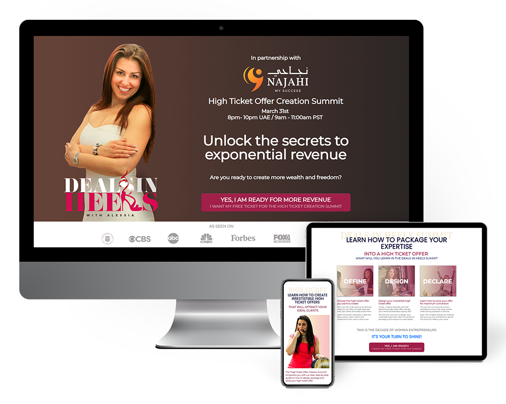 Alessia Minkus Deals in Heels Summit Landing Page